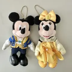 ディズニーランド31周年ぬいぐるみバッジセット　ミッキーミニーぬいば美女と野獣