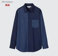 ユニクロ JWANDERSON フランネルシャツ長袖 ネイビー M