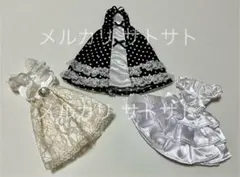 リカちゃんキャッスル製 リカちゃん用　白&黒ワンピース3点セット