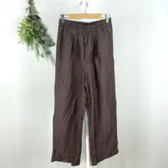 T0982 アース　パンツ　レーヨン　茶色　フリーサイズ　涼しげ　ウエストゴム