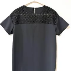 Spick &Span ブラック ワンピース 膝丈 膝下 半袖のサムネイル