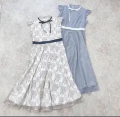 アンミール 総レースリボンワンピース ブルー