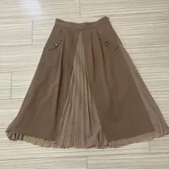 プリーツ切り替え フレアスカート ブラウン　レッセパッセのサムネイル