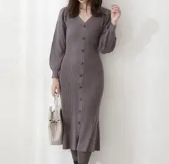 【新品未使用】プロポーションボディドレッシング フロント釦ニットワンピース