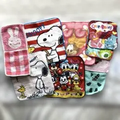 キャラクター ミニタオル 9枚セット まとめ売り ミニー キティ 他 記名タグ切