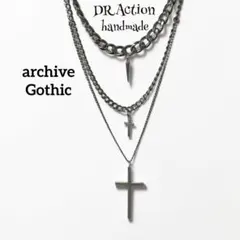 archiveアーカイブGothicゴシック3連十字架ハンドメイドネックレス