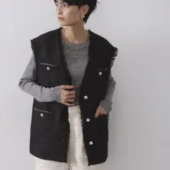 ⭐︎美品⭐︎OPAQUE.CLIP ブラック ベスト フリンジ付き