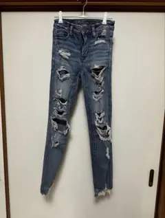 American eagleダメージ加工ストレッチスキニーデニム