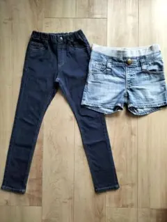 Leeデニムショートパンツ130＆branshesデニムロングパンツ130