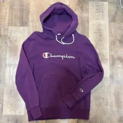Champion チャンピオン パーカー　刺繍ロゴ　パープル　紫　L フーディ