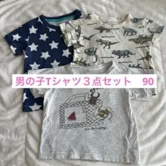 【送料無料男の子Tシャツ90cm3点セット星柄恐竜クワガタ 半袖 キッズ 子供服