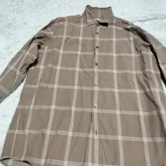 BEAMS ブラウン チェック柄 長袖シャツ