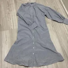 しまむら　OFALO ストライプ柄 シャツワンピース