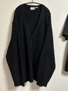 リブ編み ブラック カーディガン