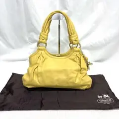 COACH コーチ がま口 ハンドバッグ 保管袋付き イエロー
