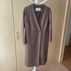 NATURAL BEAUTY BASIC 千鳥柄 ブラウン ロングコート S