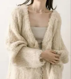 【完売商品】mystic ウール混シャギーカーディガン