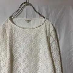 TRANS WORK スパンコール レース ブラウス Lサイズ相当