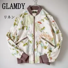 レア 希少 グラムディ 和柄 花柄 ブルゾン ジャケット リネン 麻 総柄 Mのサムネイル
