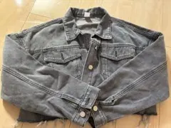 グレー デニムジャケット Sサイズ フリンジ裾