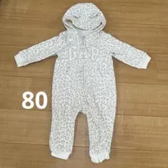 GAP ヒョウ柄ロンパース 耳付きフード 80cm