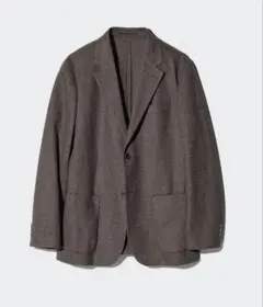 UNIQLO ブラッシュドジャージージャケット　ツイード　ダークブラウン　XS