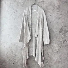 cepo 透かし編み　ニット　ロングカーディガン　グレー　春　麻　長袖　M 無地