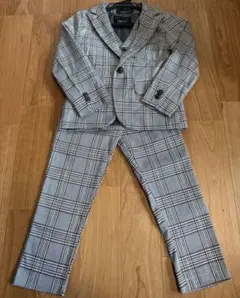 グレー　チェック スーツ3点セット　120