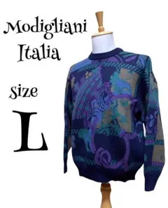 MODIGLIANI セーター イタリア 90‘ 総柄 L サイズ　送料無料のサムネイル