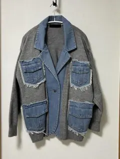 ミカーレミカーレ　ニットデニムコンビジャケット　カーデ