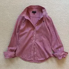 ポロラルフローレン ギンガムチェック シャツ ピンク 紺ポニー 人気カラー 春夏