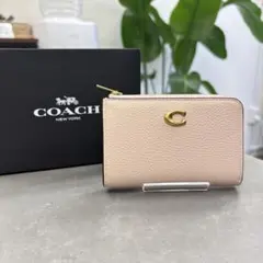 COACH ピンク レザー エッセンシャル Lジップ キー ケース