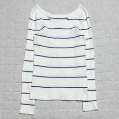 ローリーズファーム 綿 ボーダー 長袖 リブニット プルオーバー