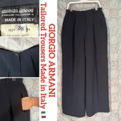 90s GIORGIO ARMANI ツータック ワイド スラックスパンツ - メルカリ