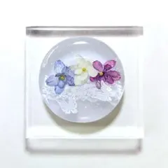 895可憐な♡レジンヘアゴム スカイブルー 紫陽花のブーケ パールリング
