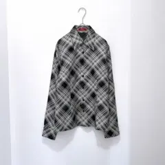 BOSCH／チェック柄シャツ／ブラック×ベージュ／38