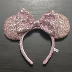 【美品】ディズニー　ミニー　ピンクスパンコールカチューシャ