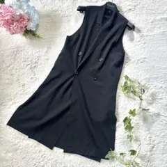 COUP DE CHANCE ロングジレ ニット　ベスト ブラック 34 上品のサムネイル