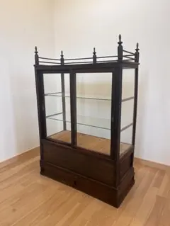 希少品！大正〜昭和初期重厚なデンタルキャビネット ガラス扉 多段