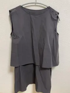 美品♡nave 肩あきトップス パフスリーブ サイズ2 グレー - メルカリ