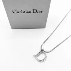 美品Christian Dior ディオール Dロゴ ラインストーン ネックレス