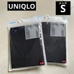 新品 2025年 Vネック/ブラック S【 エアリズムVネック T】（半袖）2点