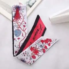 スカーフ① リボンスカーフ　シルクタッチ韓国風　バッグアレンジ　ヘアアレンジ