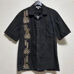 【ハワイ製】PACIFIC LEGEND アロハシャツ ペイズリー サイズL 黒のサムネイル