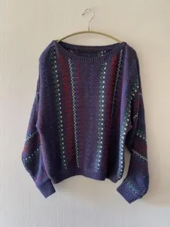 KBF+ ケービーエフプラス　ラグランスリーブニット　ストライプ