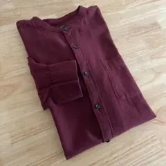 UNIQLO ユニクロ　フランネル　スタンドカラーシャツ　ワインレッド　L