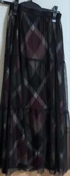 ブルーレーベル クレストブリッジ チェック ティアード チュールスカート