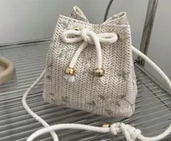 花柄　バッグ　巾着バッグ　刺繍