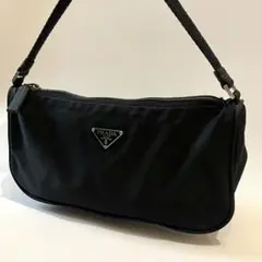 美品✨PRADA ハンドバッグ アクセサリーポーチ メイク 三角ロゴ ブラック