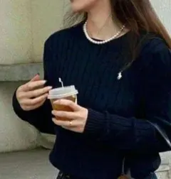 【美品】ラルフローレン大人気クルーネックケーブル編みニットセーター現行品